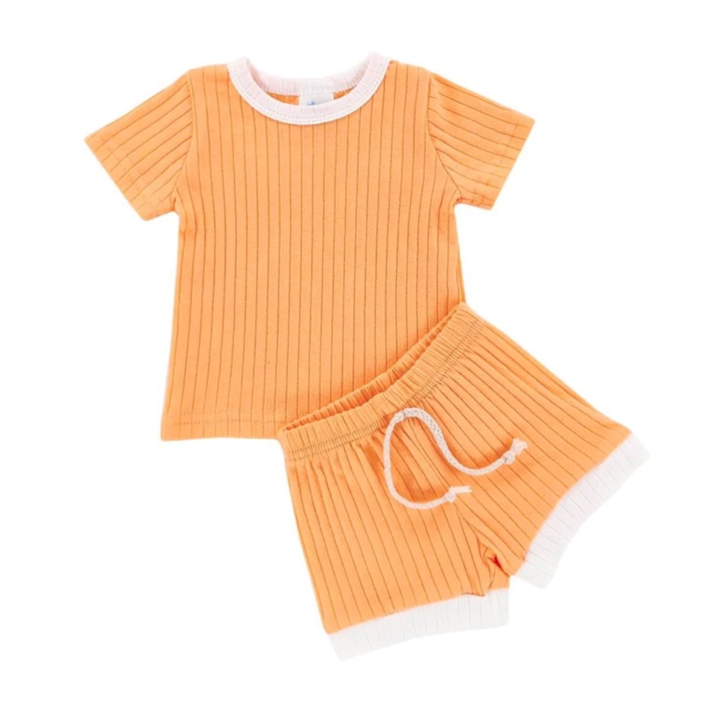 Little One Shop Creamsicle Ribbed Varsity Set